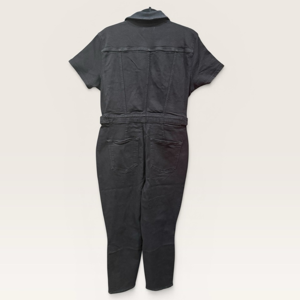 NWT Good American Black Utility Jumpsuit XL Belted Short Sleeve Zip Front - Picture 3 of 4
